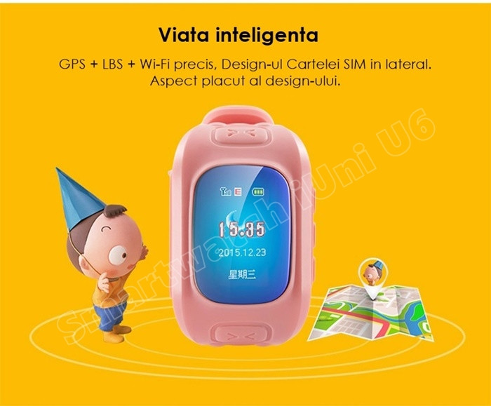 Ceas GPS cu Telefon U6, apel SOS-8